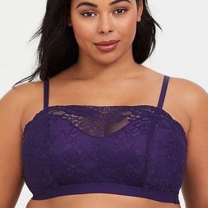 Torrid NWOT Size 0 Lightly Padded Lace Bandeau Bralette Purple